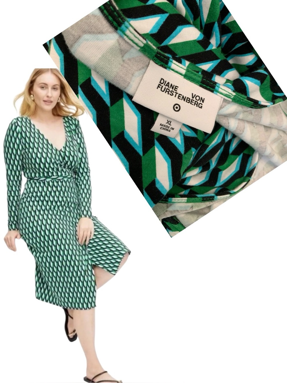 Diane Von Furstenberg x Target Geometric Wrap Dress Size XL - Picture 3 of 3